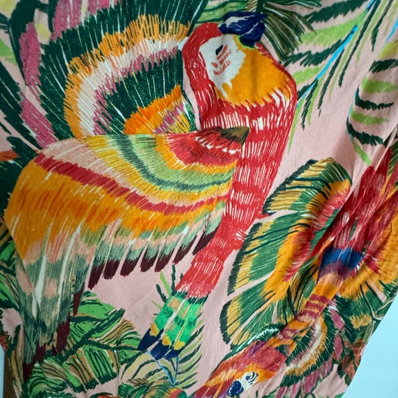 Farm Rio Macaw Leaves Tropical Print Midi Dress XS - Picture 7 of 10